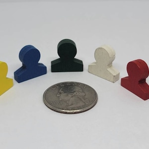 Set of 5 Wooden Human Shape Meeple game token pieces marks for board games