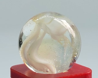 White Cateye Glass Marble .63" Collectible Game Piece lot #3284