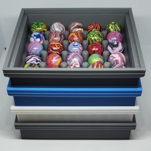 Stackable Marble Storage - Holds 25 Marbles a Tray for Collectible Sphere Holder Orb Case - Great gift for collectors