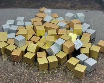 PACK OF 10 Wooden Cubes Game Pieces 10mm Standard Size Gold Silver or Bronze color