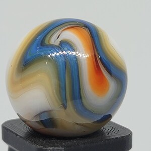 Glass Marble Blue Orange .73&quot; Collectible Game Marble lot #3218