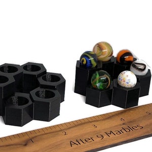 Set of 2 Tiered Marble Display - Sphere holder for 5/8" to 3/4" marbles Color Choice