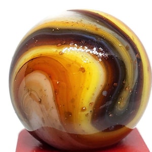 Gold Fleck Beach Sunset Collectible Marble - .73&quot; Glass Game Marble - lot #2076