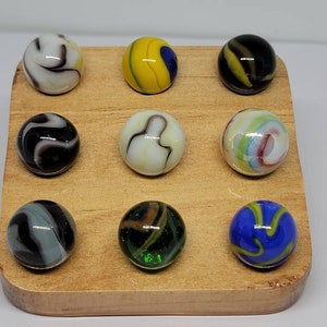 Mix of 9 Swirl Collectible Glass Marbles 5/8&quot; Game Marble lot #3399
