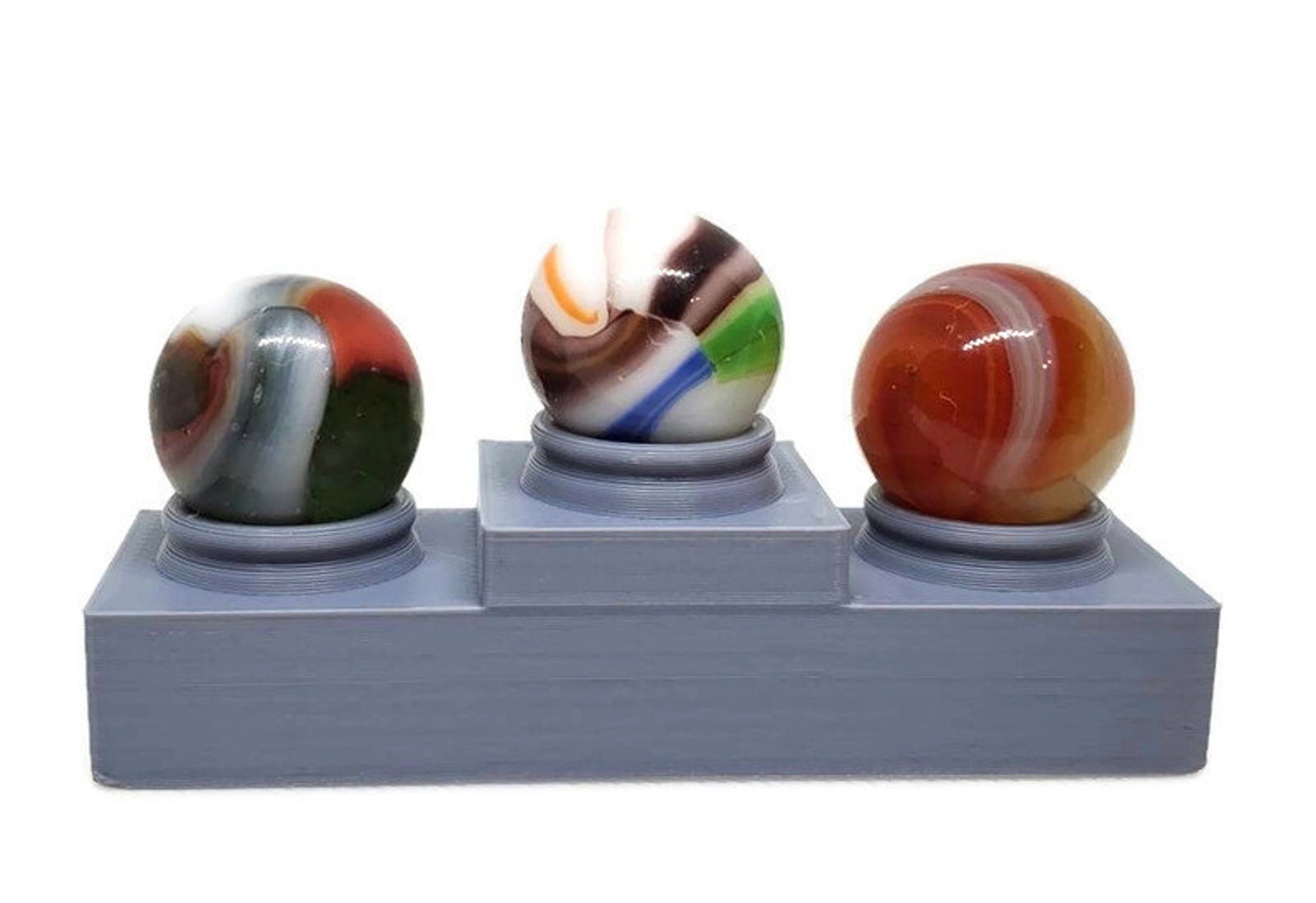 Gray Tiered Marbles Display Holds 3 Marbles 5/8 Sphere Etsy