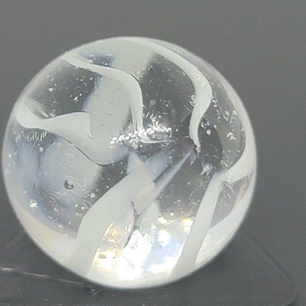 White Caged Cat Eye Marble .63" Collectible old vintage Marble - lot # 2894 see photos