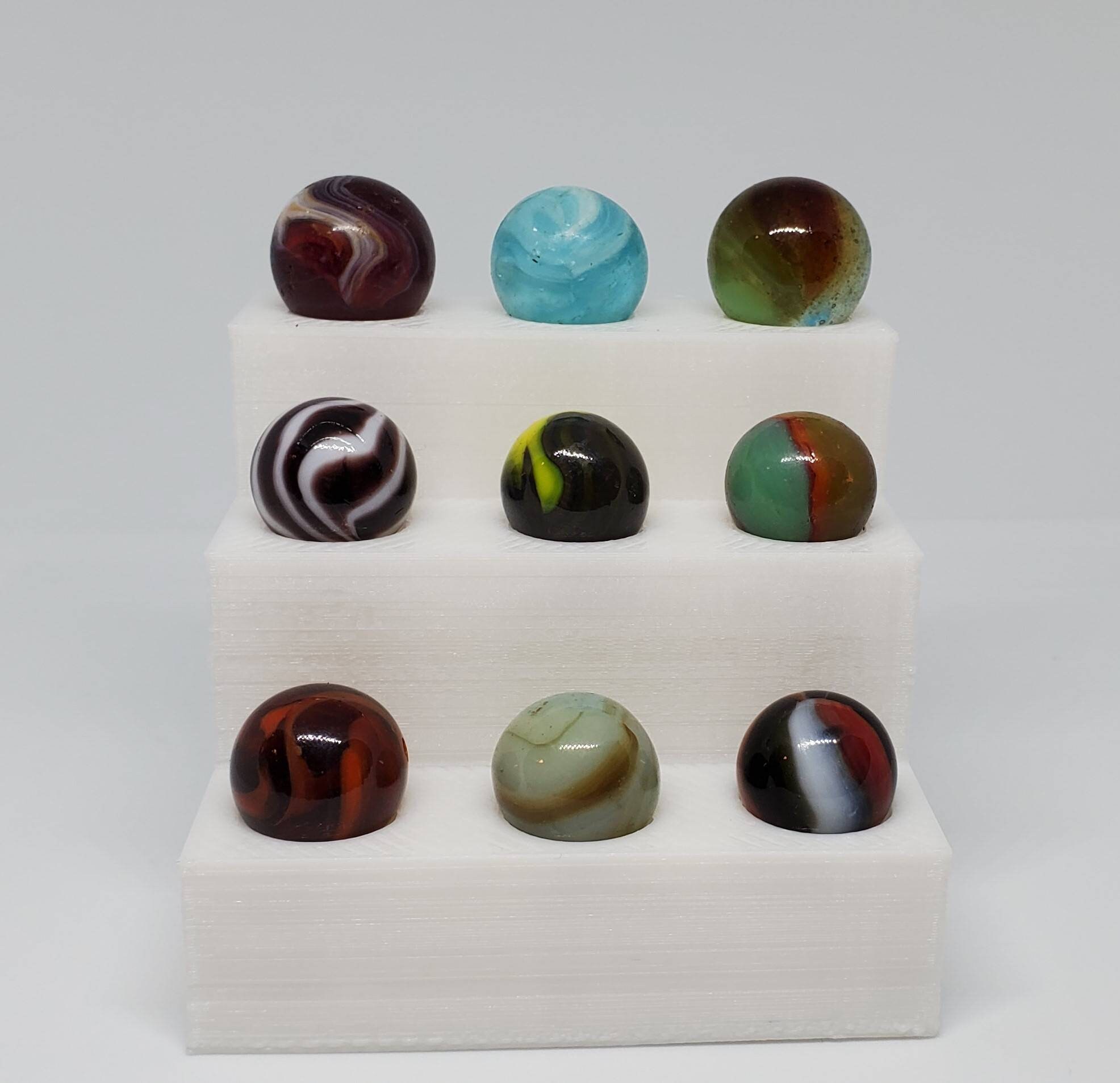 3 Tier 9 Marbles Collectors Marble Display Many Colors Etsy