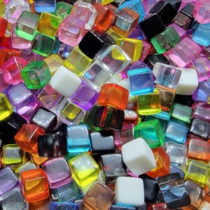 PACK OF 5 8mm Cubes Game Pieces Standard Size Black White Red Purple Green Yellow Orange Blue Smoke Pink