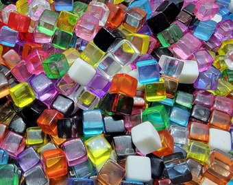 PACK OF 5 8mm Cubes Game Pieces Standard Size Black White Red Purple Green Yellow Orange Blue Smoke Pink