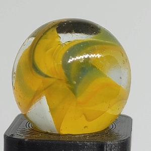 Yellow and Green Hybrid Cat eye Vintage Game Marble .63&quot; Collectible old Marble lot # 3015 see photos