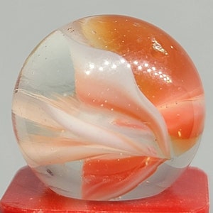 White Flame cat eye Vintage Glass Marble .62&quot; - Old Game Marble, Collectible Vintage Marble lot # 2469 see photos