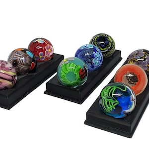 3 Marble Displays that hold  3 Marbles Each 3/4" to .9" - Displays for marble Collections