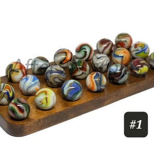 Wooden Marble Display Holds 21 Marbles up to 3/4&quot; Marbles or Spheres Handmade #3265