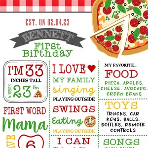 Pizza Party Slice of Fun Birthday Milestone SIgn