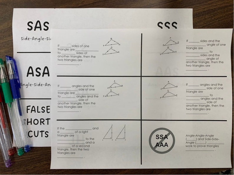 Triangle Congruence Theorems INSTANT DOWNLOAD Foldable Notes for Math
