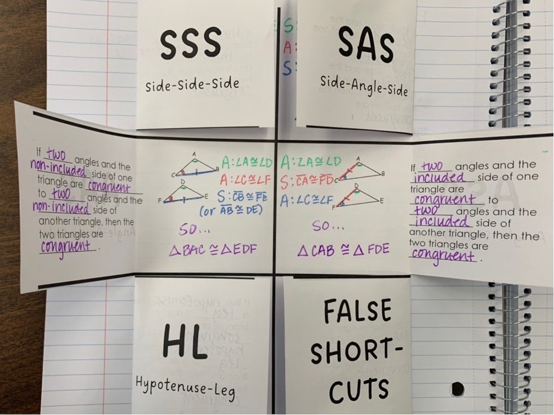 Triangle Congruence Theorems INSTANT DOWNLOAD Foldable Notes for Math