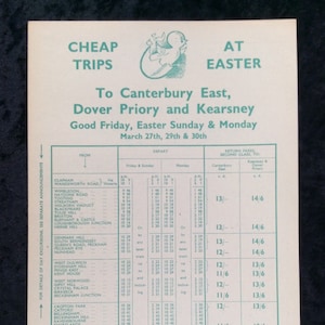 Original British Railways Handbill 1964 Canterbury East Dover Priory Kent Coast