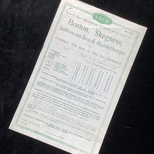Original LNER Railways Handbill 1925 Boston Skegness Sutton on Sea Mablethorpe from Leicester Lowesby Melton Mowbray Scalford Redmile