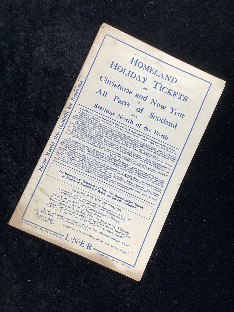 Lner Tickets Original LNER Railway Handbill 1931 Homeland Holiday Tickets All Parts ...