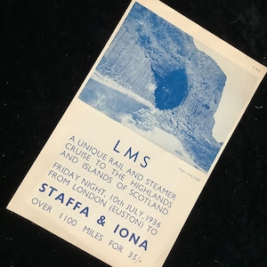 Original LMS Railway Handbill 1930s Staffa & Iona Rail and Steamer Cruise