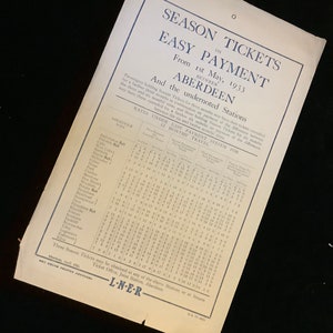 Original LNER Railway Handbill 1933 Aberdeen Cults Dyce Inverurie Ellon and other stations in Scotland