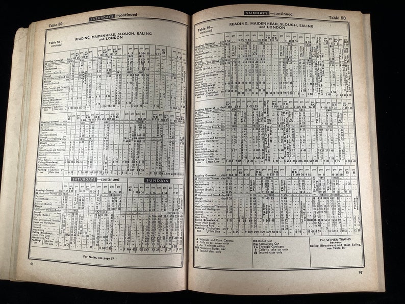 Rail Timetable Sample Original British Rail Railway Passenger Timetable Western Region ...