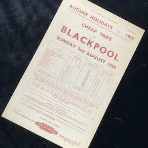 Original British Railways Handbill 1959 Blackpool from Burton on Trent Derby Belper Ambergate Matlock Rowsley Bakewell