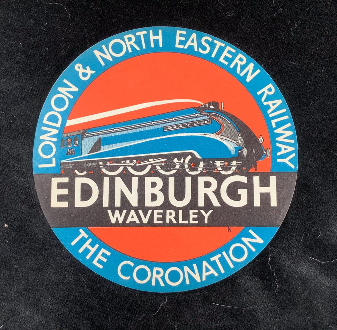 Original LNER Railway the Coronation Train Luggage Label - Edinburgh ...