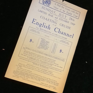 Original GWR Great Western Railway Handbill 1935 Rail & Steamer trip Coasting Cruise English Channel