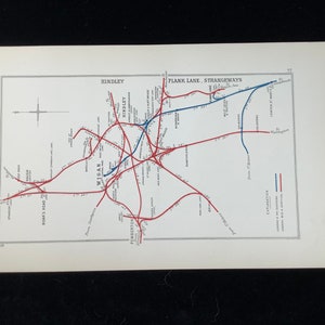 1928 Railway Map Wigan Hindley Plank Lane Strangeways Junction Diagram Original RCH