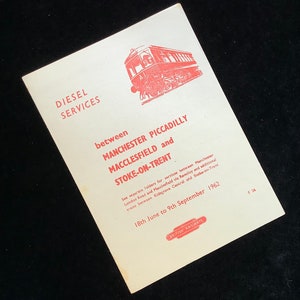 Oryginalna ulotka rozkładu jazdy British Railways z 1962 r. Manchester Piccadilly Macclesfield Stoke on Trent