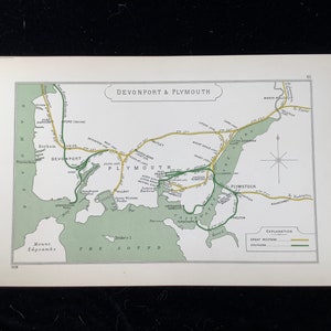 1928 Eisenbahn Karte Devonport Plymouth Plymstock Junction Diagramm Original RCH