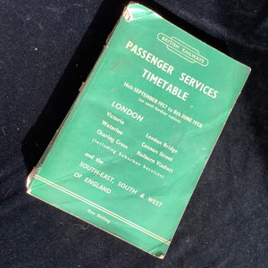 Original British Rail Railway Passenger Timetable Southern Sept 1957 to June 1958