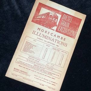Original British Railways Handbill 1964 Morecambe Illuminations Diesel Train Excursions from Rochdale Oldham Manchester Chorley