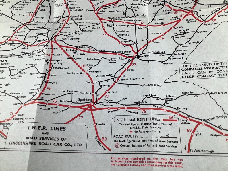 LNER London North Eastern Railway Lincolnshire Route Diagram Original ...