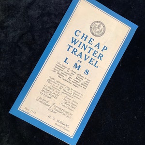 Oryginalna ulotka reklamowa LMS London Midland Scottish Railways z 1925 r. Tanie zimowe podróże LMS