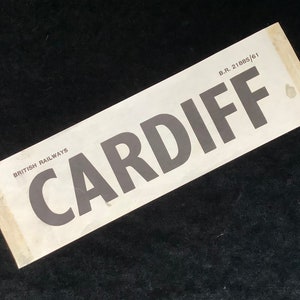 Original British Railways Carriage Destination Label - Cardiff