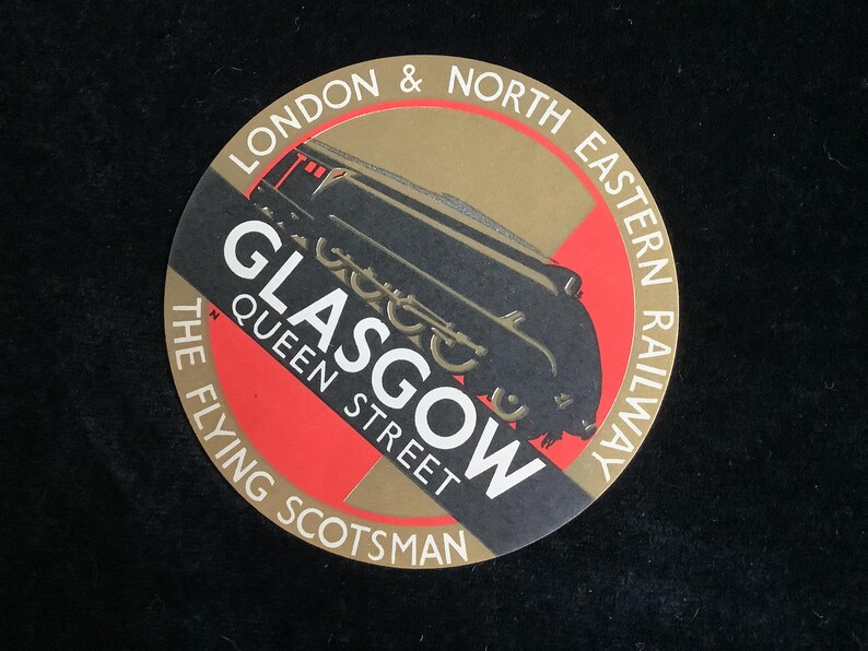 Original LNER Railway the Flying Scotsman Train Luggage Label Glasgow