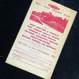 Original British Railways Handbill 1956 Rail & River Tours West Drayton Iver Langley Slough Windsor and Eton Twyford Newbury