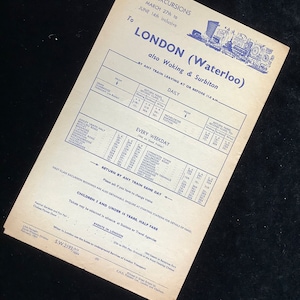 Handbill originale delle ferrovie britanniche 1964 Dean Fareham Micheldever Totton Southampton Redbridge Lymington Holmsley Botley Verwood ecc.