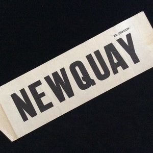 Original British Railways Carriage Destination Label - Newquay