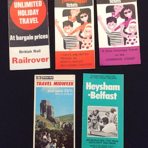 Ulotki reklamowe BR Railway, partia 5 szt., lata 60. XX w., Walia, Irlandia itp.