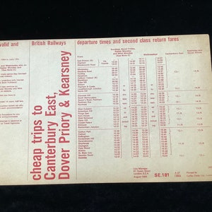 Originale British Railways Handbill 1964 Whitstable Margate Broadstairs Ramsgate Canterbury Dover