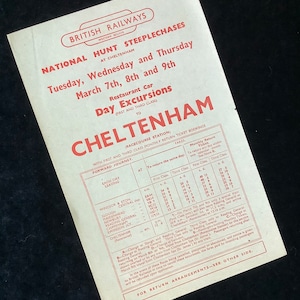 Original British Railways Handbill 1950 Horse Racing Cheltenham de Windsor Slough Reading etc