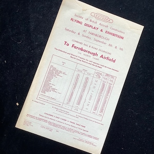 Original British Railways Handbill 1962 Farnborough Airfield Air Show Display from Hastings Ore Eastbourne Lewes etc