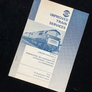 Handbill originale delle ferrovie britanniche 1962 London Paddington Birmingham Wolverhampton Shrewsbury Chester Birkenhead - Coperchio locomotiva occidentale