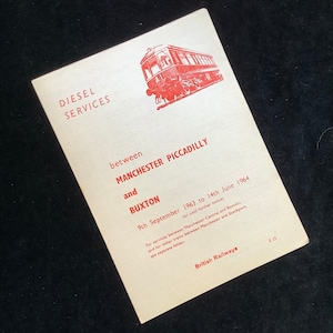 Oryginalna ulotka rozkładu jazdy British Railways z 1963 r. Manchester Piccadilly & Buxton
