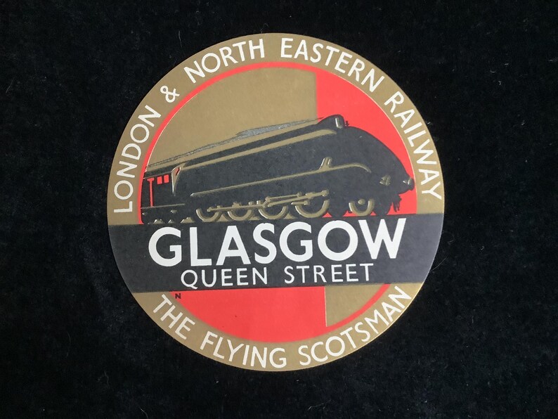 Original LNER Railway the Flying Scotsman Train Luggage Label Glasgow