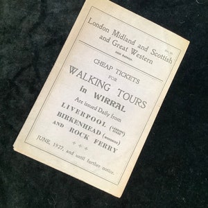 Oryginalna ulotka reklamowa LMS London Midland Scottish Railways z 1927 r. Wycieczki piesze w Wirral