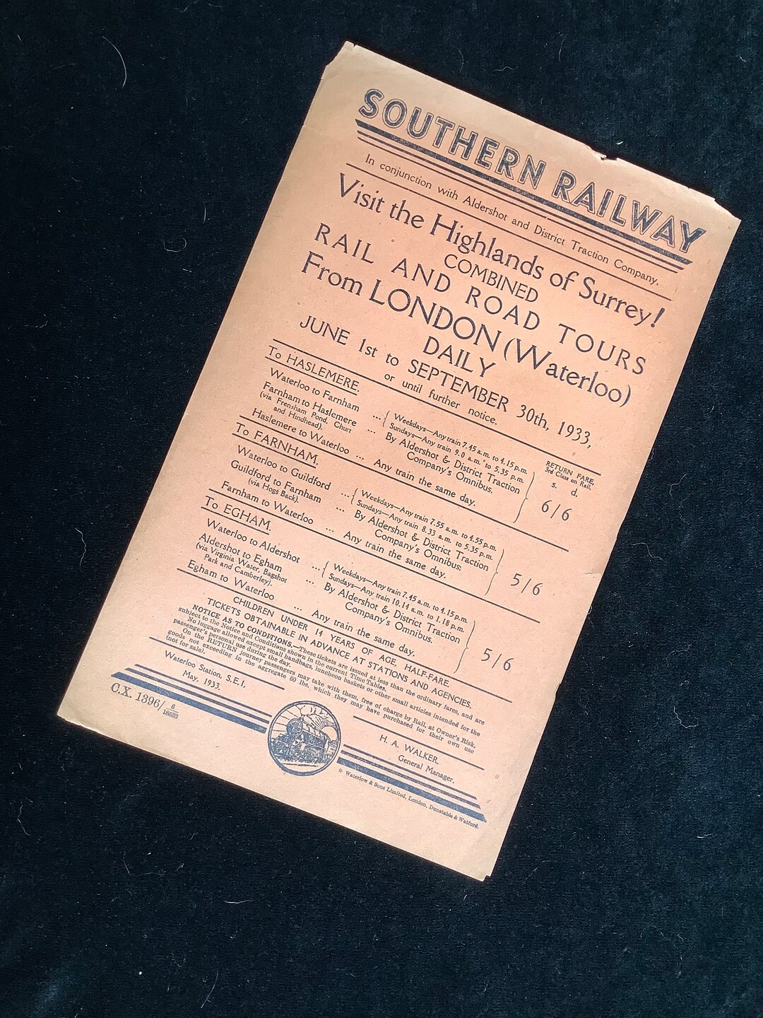 Original Southern Railway SR Handbill 1933 Highlands of Surrey Fro ...